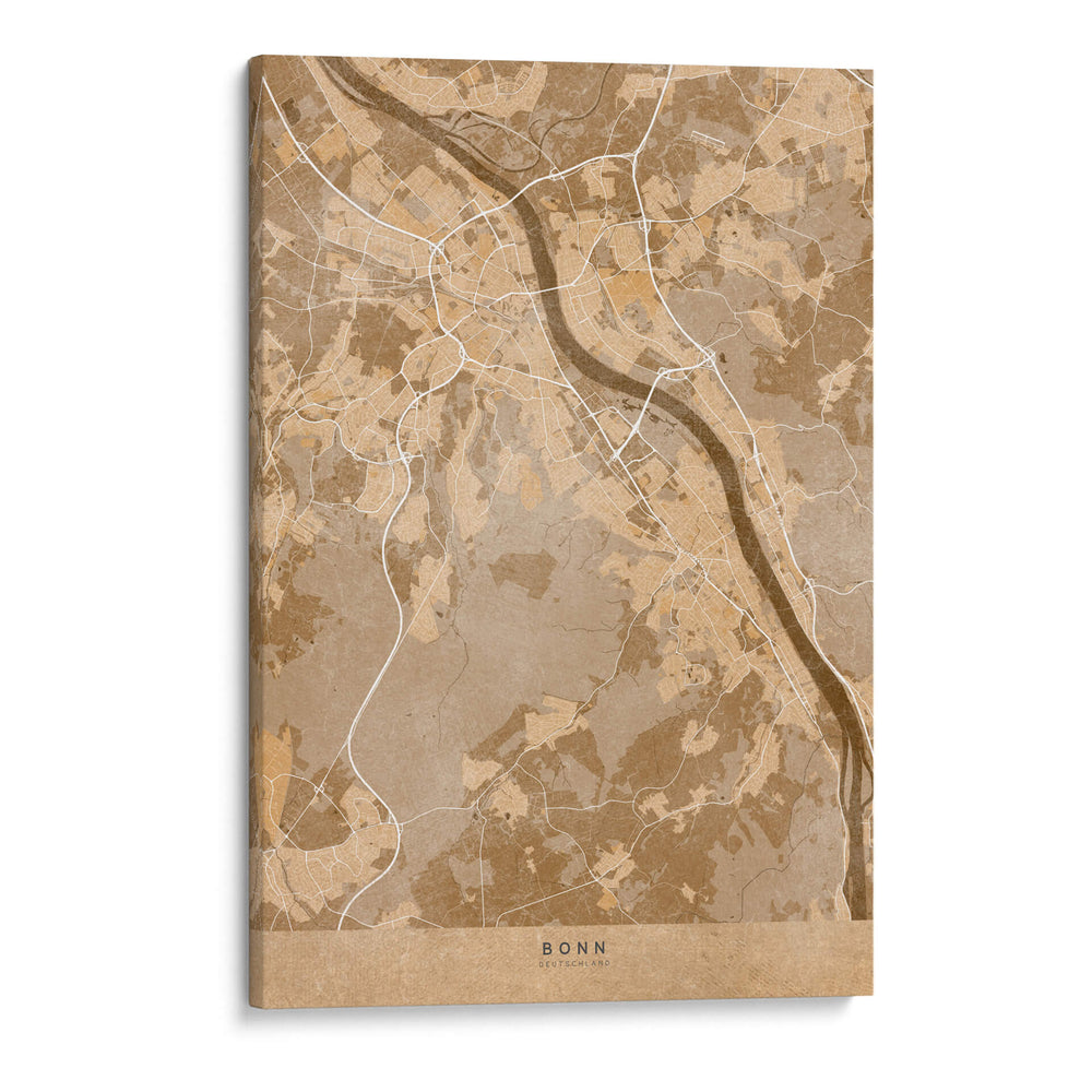 Mapa vintage sepia de Bonn Alemania - Rosana Laiz Blursbyai | Cuadro decorativo de Canvas Lab