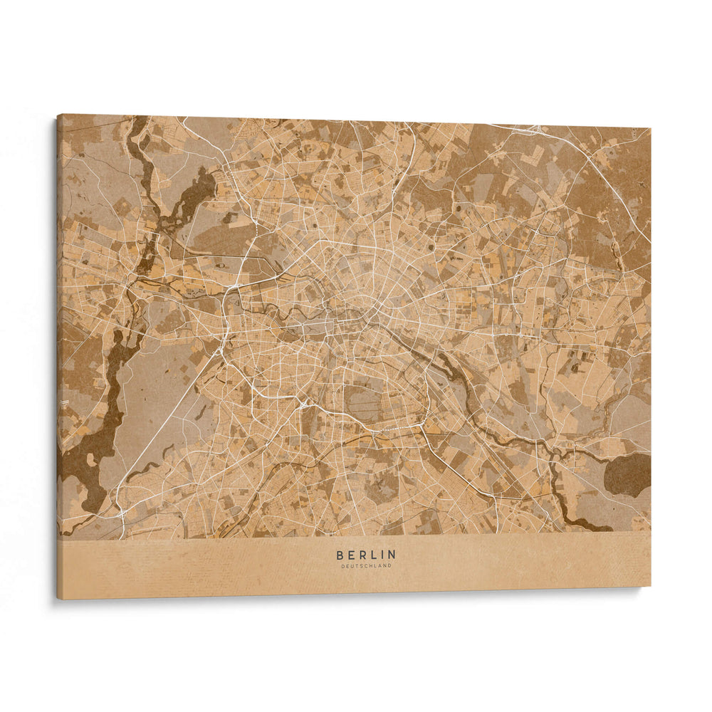 Mapa vintage sepia de Berlín en Alemania - Rosana Laiz Blursbyai | Cuadro decorativo de Canvas Lab