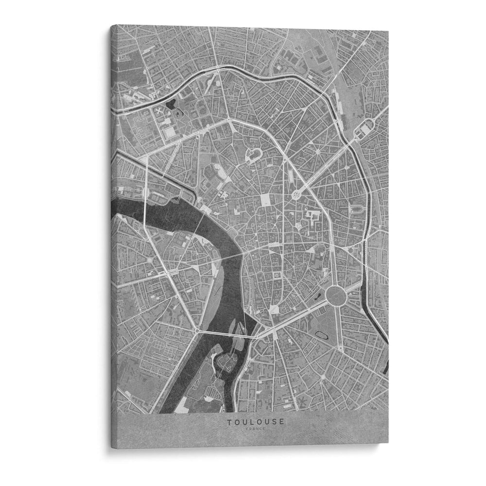 Mapa vintage gris del centro de Toulouse, Francia - Rosana Laiz Blursbyai | Cuadro decorativo de Canvas Lab
