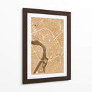 Mapa vintage en sepia del centro de Toulouse, Francia - Rosana Laiz Blursbyai | Cuadro decorativo de Canvas Lab