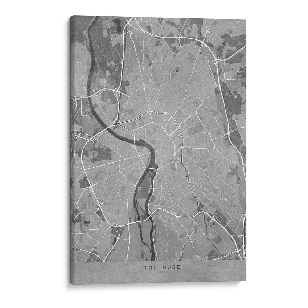 Mapa vintage gris de Toulouse Francia - Rosana Laiz Blursbyai | Cuadro decorativo de Canvas Lab