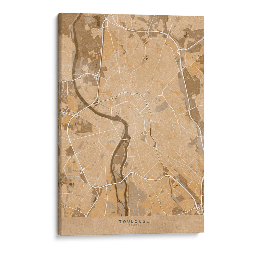 Mapa vintage sepia de Toulouse Francia - Rosana Laiz Blursbyai | Cuadro decorativo de Canvas Lab
