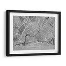 Mapa vintage gris del centro de Strasbourg , Francia - Rosana Laiz Blursbyai | Cuadro decorativo de Canvas Lab