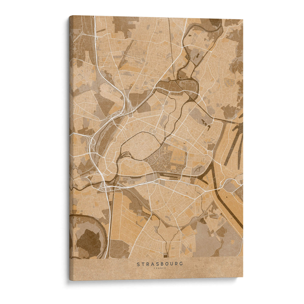 Mapa vintage sepia de StrasbourgFrancia - Rosana Laiz Blursbyai | Cuadro decorativo de Canvas Lab