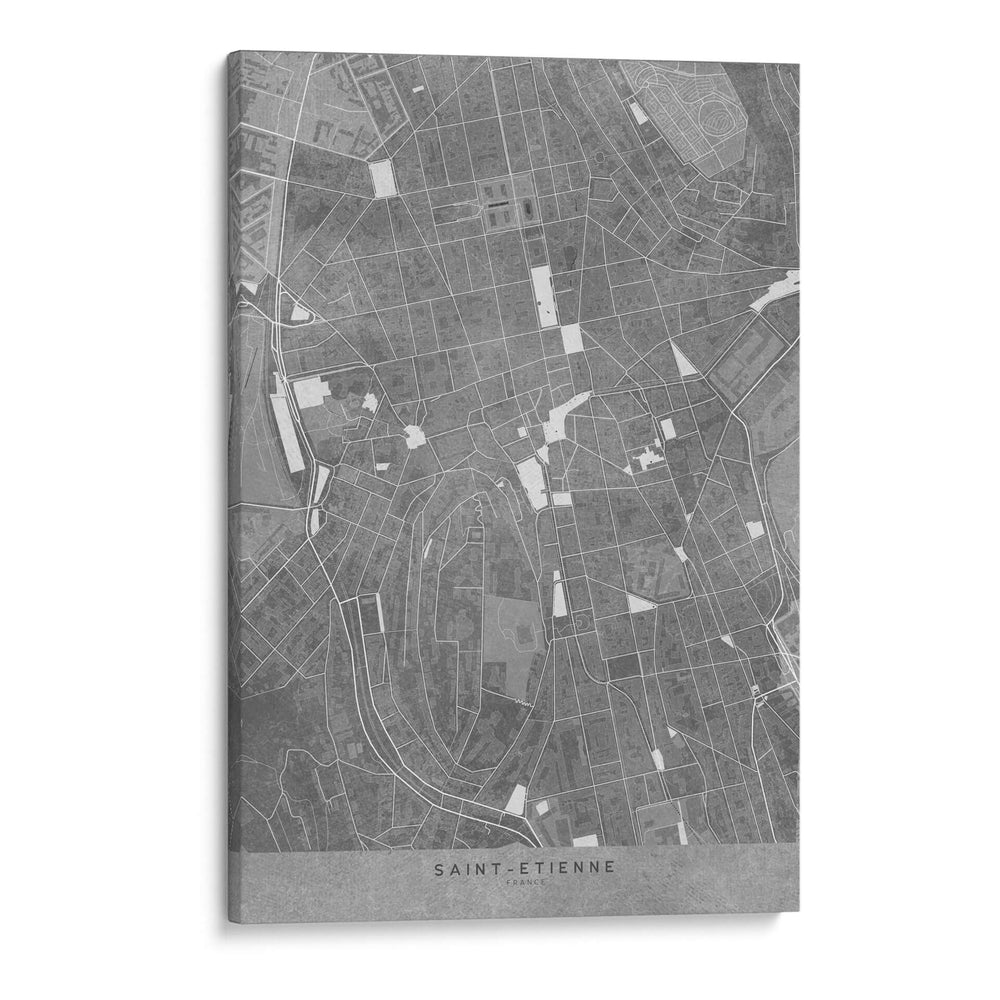 Mapa vintage gris del centro de Francia de Saint Etienne - Rosana Laiz Blursbyai | Cuadro decorativo de Canvas Lab
