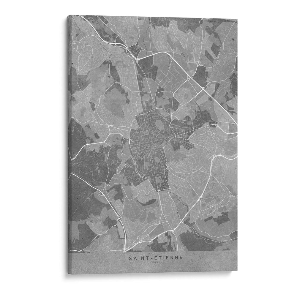 Mapa vintage gris de Saint Etienne Francia - Rosana Laiz Blursbyai | Cuadro decorativo de Canvas Lab