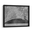 Mapa vintage gris del centro de Nice Francia - Rosana Laiz Blursbyai | Cuadro decorativo de Canvas Lab