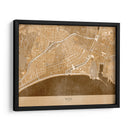 Mapa vintage en sepia del centro de Nice, Francia - Rosana Laiz Blursbyai | Cuadro decorativo de Canvas Lab