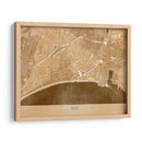 Mapa vintage en sepia del centro de Nice, Francia - Rosana Laiz Blursbyai | Cuadro decorativo de Canvas Lab