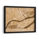 Mapa vintage en sepia del centro de Nantes, Francia - Rosana Laiz Blursbyai | Cuadro decorativo de Canvas Lab