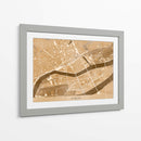 Mapa vintage en sepia del centro de Nantes, Francia - Rosana Laiz Blursbyai | Cuadro decorativo de Canvas Lab