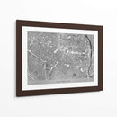 Mapa vintage gris del centro de Montpellier, Francia - Rosana Laiz Blursbyai | Cuadro decorativo de Canvas Lab