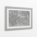 Mapa vintage gris del centro de Montpellier, Francia - Rosana Laiz Blursbyai | Cuadro decorativo de Canvas Lab