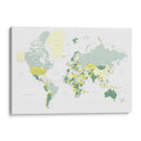 Mapa mundial verde con ciudades Kapueo - Rosana Laiz Blursbyai | Cuadro decorativo de Canvas Lab