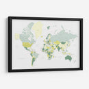 Mapa mundial verde con ciudades Kapueo - Rosana Laiz Blursbyai | Cuadro decorativo de Canvas Lab