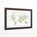 Mapa mundial verde con ciudades Kapueo - Rosana Laiz Blursbyai | Cuadro decorativo de Canvas Lab