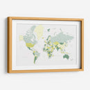 Mapa mundial verde con ciudades Kapueo - Rosana Laiz Blursbyai | Cuadro decorativo de Canvas Lab