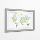 Mapa mundial verde con ciudades Kapueo - Rosana Laiz Blursbyai | Cuadro decorativo de Canvas Lab