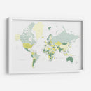 Mapa mundial verde con ciudades Kapueo - Rosana Laiz Blursbyai | Cuadro decorativo de Canvas Lab