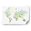 Mapa mundial verde con ciudades Kapueo - Rosana Laiz Blursbyai | Cuadro decorativo de Canvas Lab