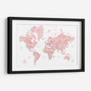 Mapa mundial de acuarela rosa con ciudades Alheli - Rosana Laiz Blursbyai | Cuadro decorativo de Canvas Lab