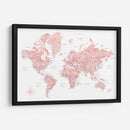 Mapa mundial de acuarela rosa con ciudades Alheli - Rosana Laiz Blursbyai | Cuadro decorativo de Canvas Lab