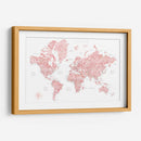 Mapa mundial de acuarela rosa con ciudades Alheli - Rosana Laiz Blursbyai | Cuadro decorativo de Canvas Lab