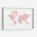 Mapa mundial de acuarela rosa con ciudades Alheli - Rosana Laiz Blursbyai | Cuadro decorativo de Canvas Lab