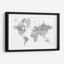 Mapa mundial de acuarela en escala de grises con ciudades Rylan - Rosana Laiz Blursbyai | Cuadro decorativo de Canvas Lab