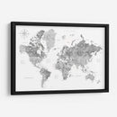 Mapa mundial de acuarela en escala de grises con ciudades Rylan - Rosana Laiz Blursbyai | Cuadro decorativo de Canvas Lab