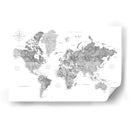 Mapa mundial de acuarela en escala de grises con ciudades Rylan - Rosana Laiz Blursbyai | Cuadro decorativo de Canvas Lab