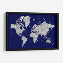Mapa mundial en acuarela con ciudades Kawena - Rosana Laiz Blursbyai | Cuadro decorativo de Canvas Lab