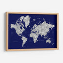Mapa mundial en acuarela con ciudades Kawena - Rosana Laiz Blursbyai | Cuadro decorativo de Canvas Lab