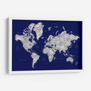 Mapa mundial en acuarela con ciudades Kawena - Rosana Laiz Blursbyai | Cuadro decorativo de Canvas Lab