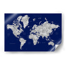 Mapa mundial en acuarela con ciudades Kawena - Rosana Laiz Blursbyai | Cuadro decorativo de Canvas Lab