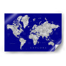 Explore - Mapa mundial con ciudades Valrie - Rosana Laiz Blursbyai | Cuadro decorativo de Canvas Lab