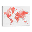 Mapa mundial en acuarela con ciudades Coralinah - Rosana Laiz Blursbyai | Cuadro decorativo de Canvas Lab