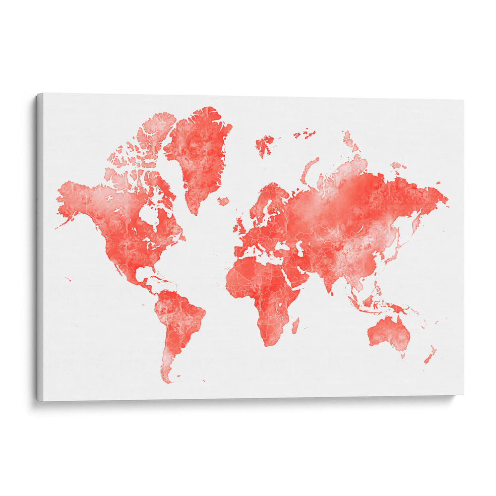 Mapa mundial con los países delineados Coralinah - Rosana Laiz Blursbyai | Cuadro decorativo de Canvas Lab