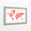 Mapa mundial con los países delineados Coralinah - Rosana Laiz Blursbyai | Cuadro decorativo de Canvas Lab