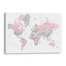 Mapa mundial en acuarela con ciudades Xenia - Rosana Laiz Blursbyai | Cuadro decorativo de Canvas Lab