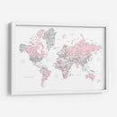 Mapa mundial en acuarela con ciudades Xenia - Rosana Laiz Blursbyai | Cuadro decorativo de Canvas Lab