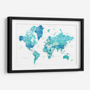 Mapa mundial en acuarela con ciudades Uzziel - Rosana Laiz Blursbyai | Cuadro decorativo de Canvas Lab