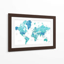 Mapa mundial en acuarela con ciudades Uzziel - Rosana Laiz Blursbyai | Cuadro decorativo de Canvas Lab