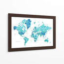 Mapa mundial en acuarela con ciudades Uzziel - Rosana Laiz Blursbyai | Cuadro decorativo de Canvas Lab