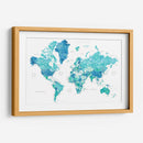 Mapa mundial en acuarela con ciudades Uzziel - Rosana Laiz Blursbyai | Cuadro decorativo de Canvas Lab