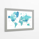 Mapa mundial en acuarela con ciudades Uzziel - Rosana Laiz Blursbyai | Cuadro decorativo de Canvas Lab