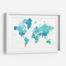Mapa mundial en acuarela con ciudades Uzziel - Rosana Laiz Blursbyai | Cuadro decorativo de Canvas Lab