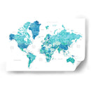 Mapa mundial en acuarela con ciudades Uzziel - Rosana Laiz Blursbyai | Cuadro decorativo de Canvas Lab