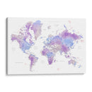 Mapa mundial en acuarela con ciudades Gina - Rosana Laiz Blursbyai | Cuadro decorativo de Canvas Lab