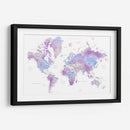 Mapa mundial en acuarela con ciudades Gina - Rosana Laiz Blursbyai | Cuadro decorativo de Canvas Lab